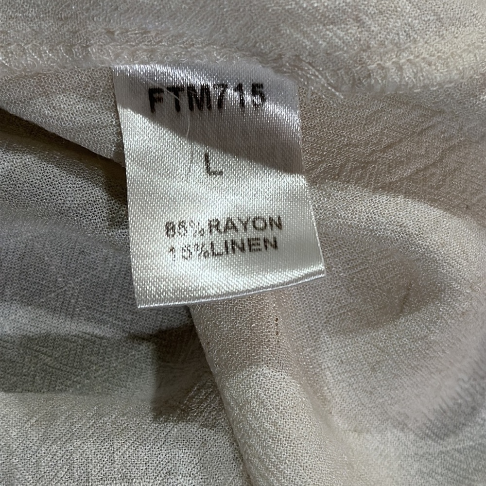 THML Off-White  Boho Sleeveless Top with Multicolor Accents ~ Large - Picture 8 of 9